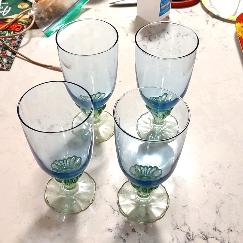 Borimoli Rocco Bahia blue green glasses 7 7 1/2 inch set